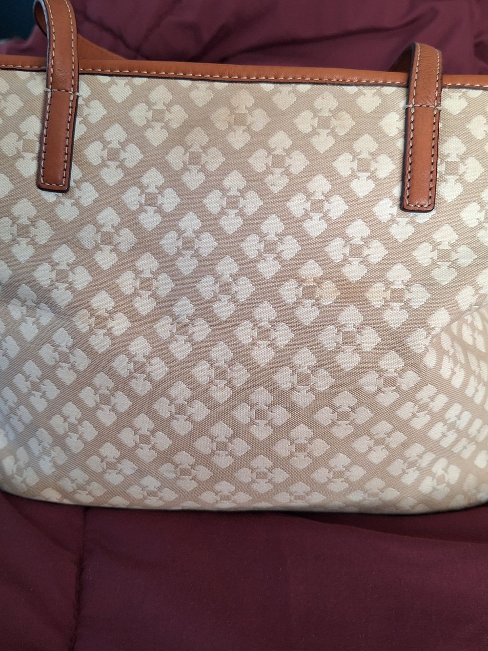 kate spade Beige Tote with Red and Pink Center Stripe - Picture 2 of 5